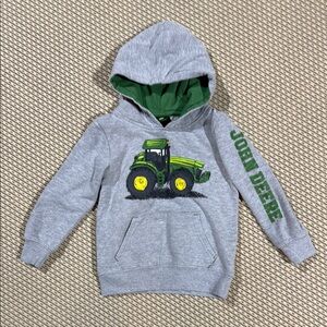 John Deere Gray Kids Hoodie with Green Tractor Design - 4T